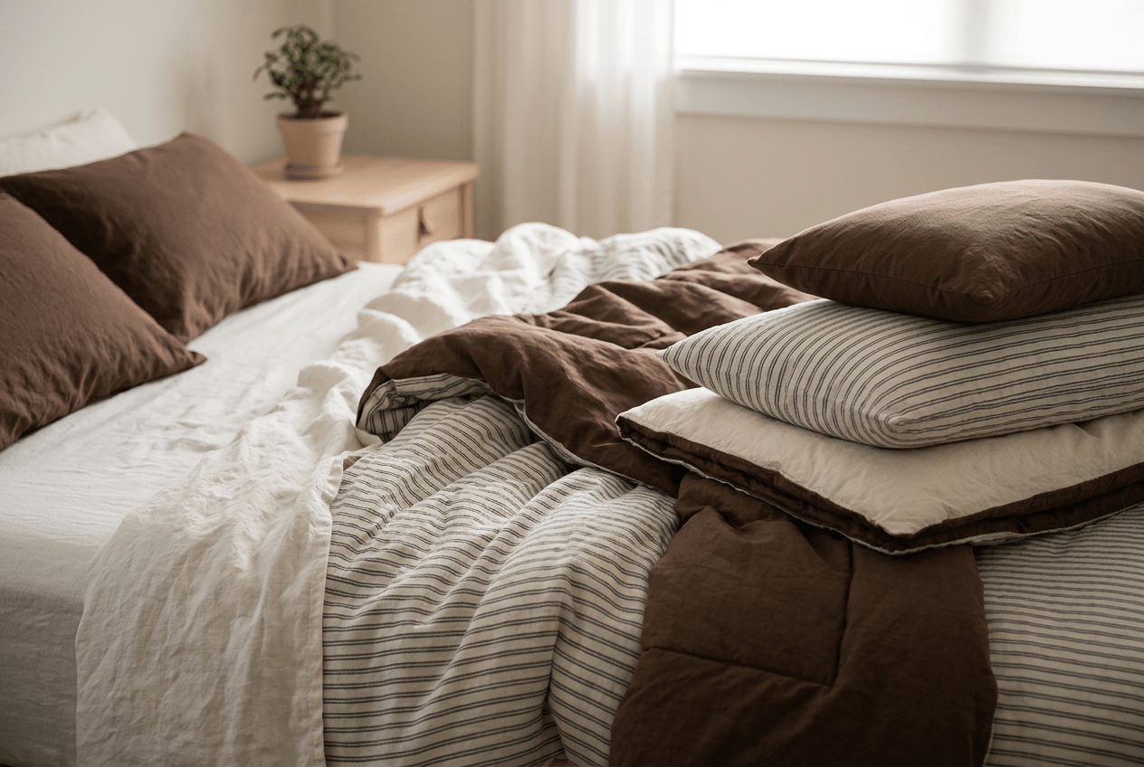 A dánda bedding scene in calm colors and soft cotton